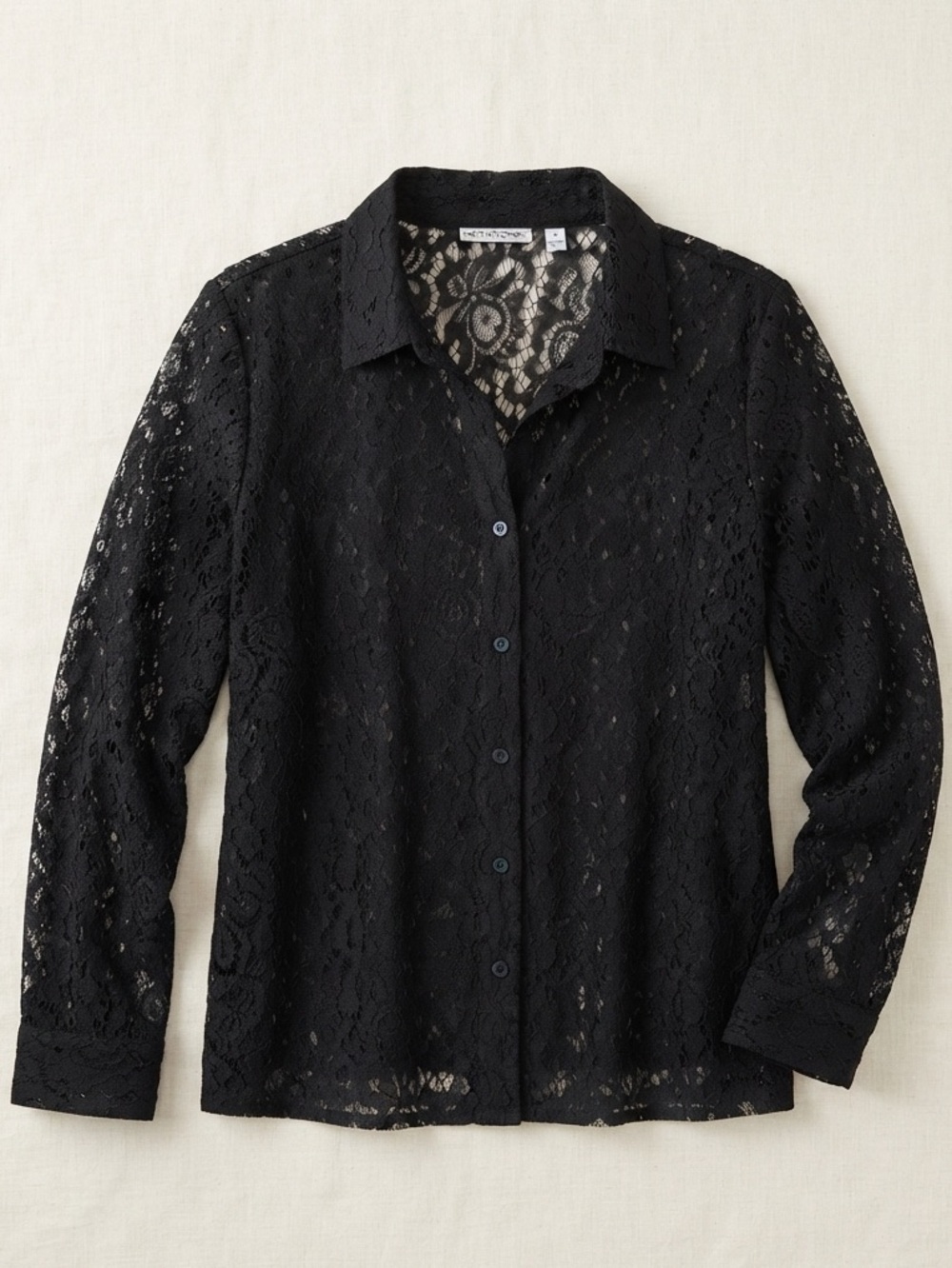 Notations Black‎ Lace Button-Front Witched Gothic Blouse -  Women Size 3X